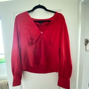 J.Crew red silk blouse